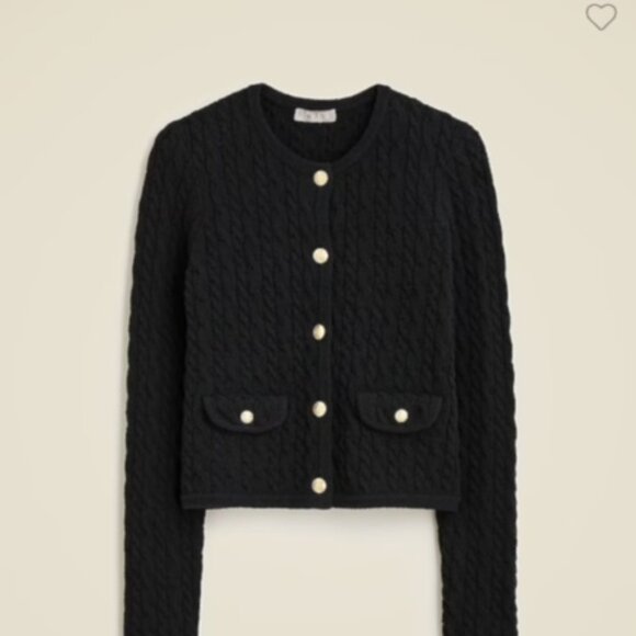 J.Crew Odette cable-knit sweater lady jacket in cotton-blend bouclé - Picture 2 of 3